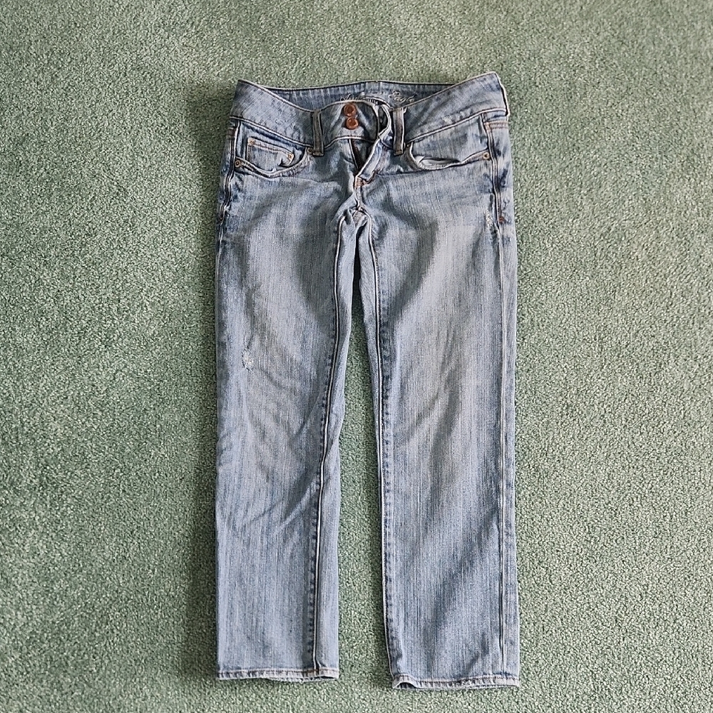 American Eagle Outfitters Light Blue Stretch Mid Calf Low Rise